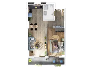 64.4 m² apartment layout