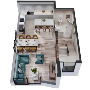 59.7 m² apartment layout