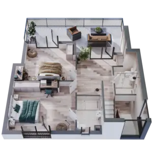 48.6 m² apartment layout