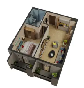 68.3 m² apartment layout
