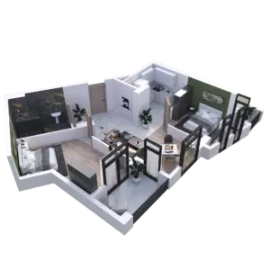 76.4 m² apartment layout